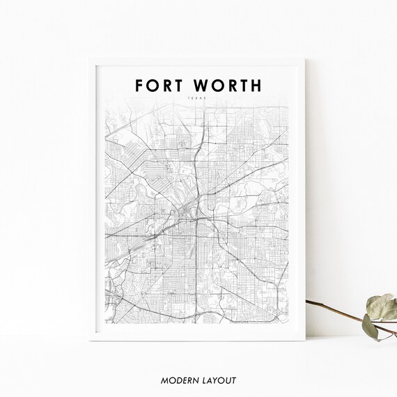 Fort Worth TX Map Print, Texas Nursery Decor