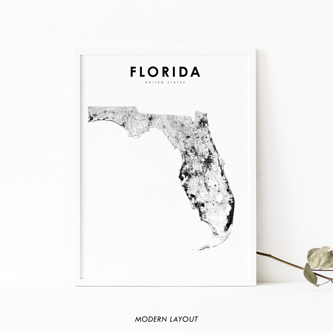 Florida Map Print, Nursery Room Wall Art Poster