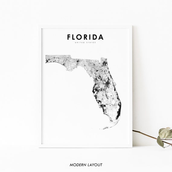 Florida Map Print, Nursery Room Wall Art Poster