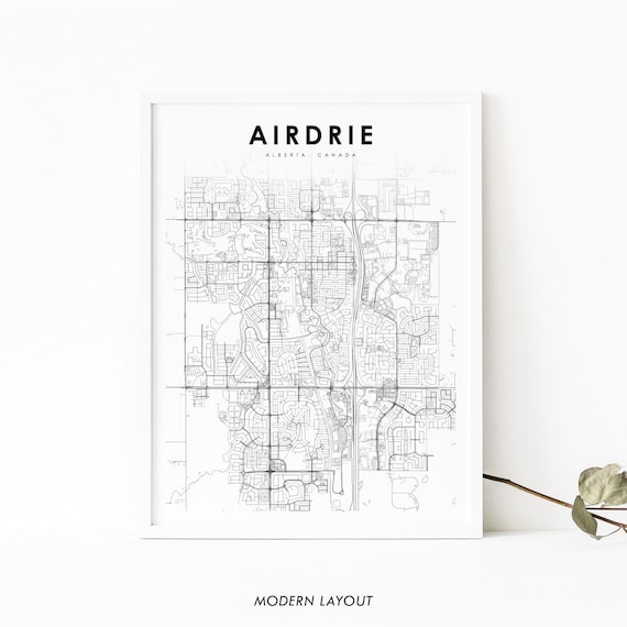 Airdrie Alberta Map Print, Calgary Area Travel Poster