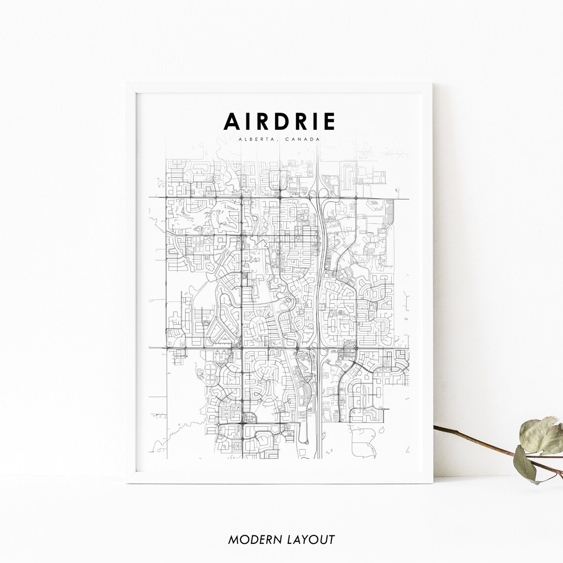 Airdrie Alberta Map Print, Calgary Area Travel Poster