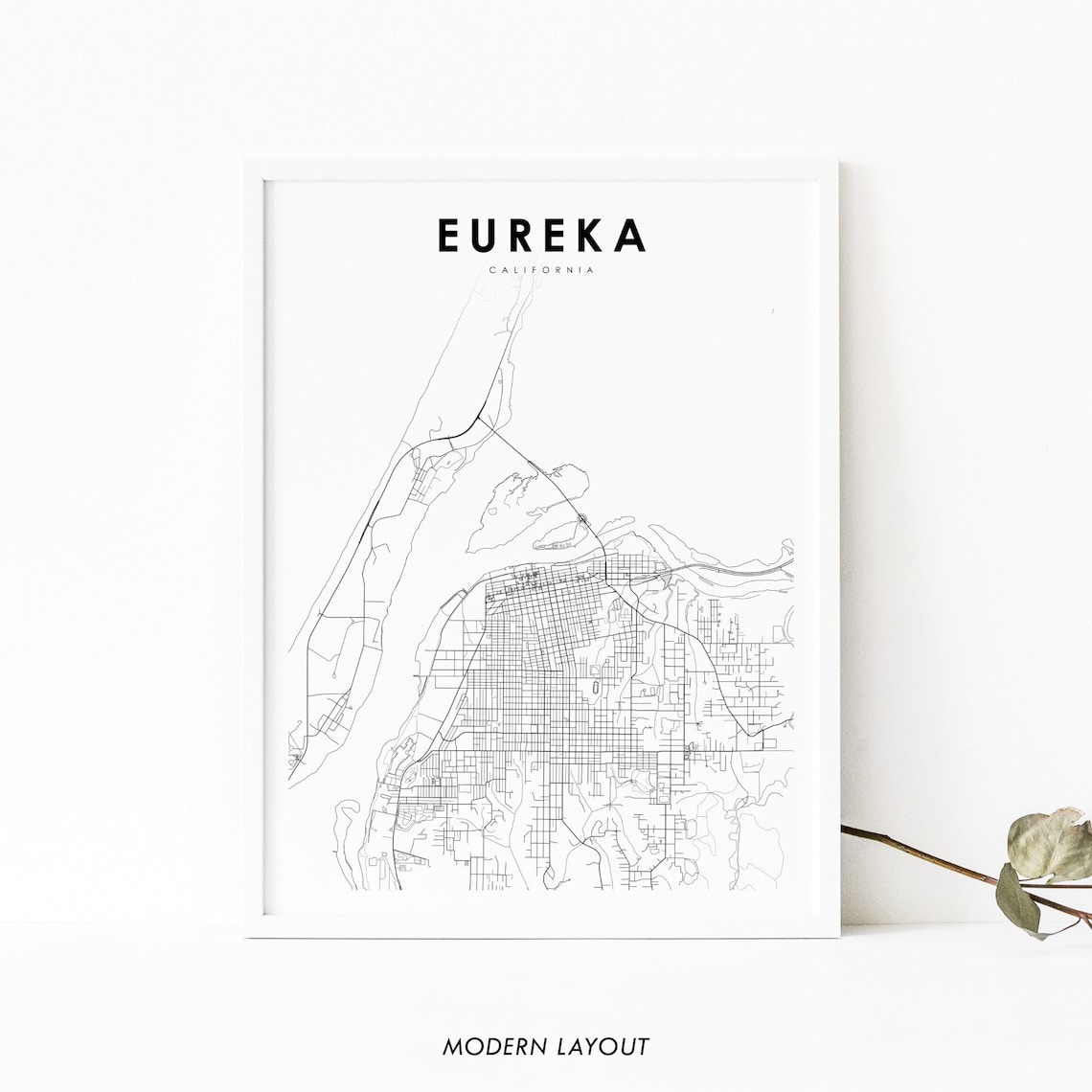 Eureka CA Map Print, Humboldt Bay City Road