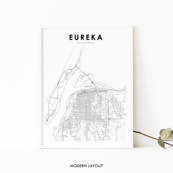 Eureka CA Map Print, Humboldt Bay City Road