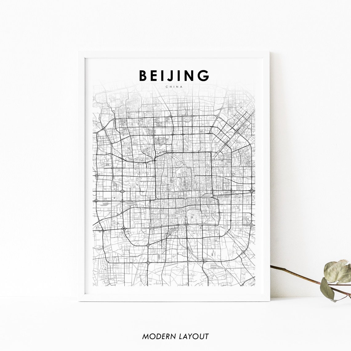 Beijing China Minimalist City Street Map Modern Layout Poster