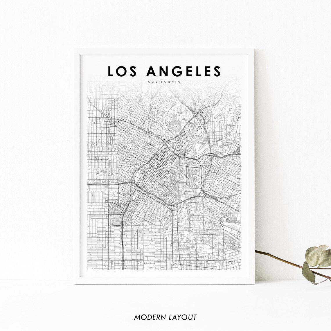 Los Angeles California Minimal Street Map Line Art Travel Poster