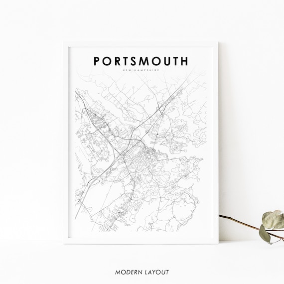 Portsmouth New Hampshire City Street Map Minimalist Line Poster