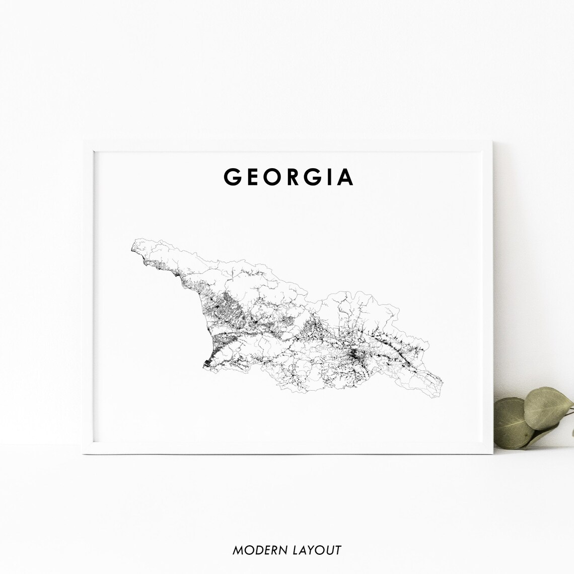 Georgia Map Print, Tbilisi Country Road Poster