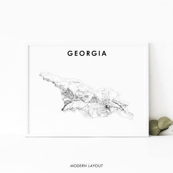 Georgia Map Print, Tbilisi Country Road Poster