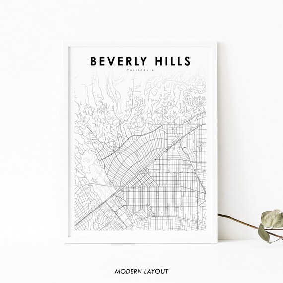 Beverly Hills California City Street Map Minimalist Modern Wall Poster