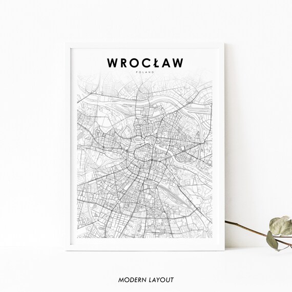 Wroclaw Poland Map Print Art Poster Wrocaw Breslau Polska City Street Road Nursery Room Wall Office Decor