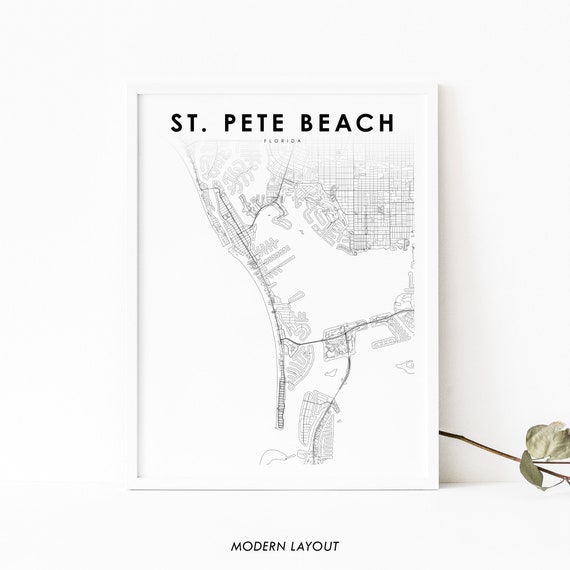 St Pete Beach FL Map Print, Florida Travel Poster
