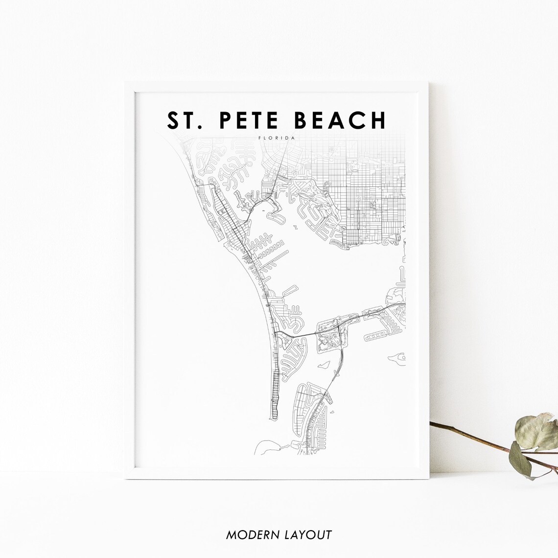 St Pete Beach FL Map Print, Florida Travel Poster