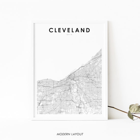 Cleveland Ohio City Map Minimalist Black and White Street Poster