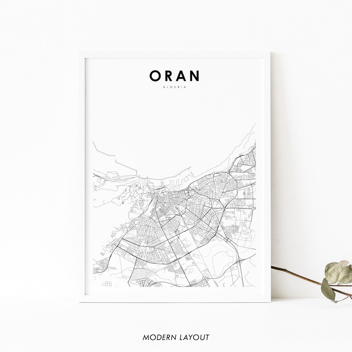 Oran Algeria Map Print Art Poster Algiers City Street Nursery Room Wall Office Decor