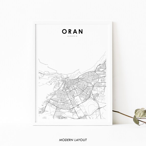 Oran Algeria Map Print Art Poster Algiers City Street Nursery Room Wall Office Decor