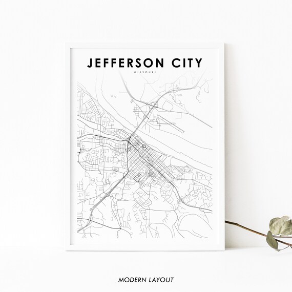 Jefferson City Missouri Minimal Black And White City Map Art Poster