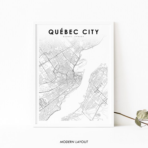 City Map Print Qubec Qc Canada Art Poster Street Road Nursery Room Wall Office Decor