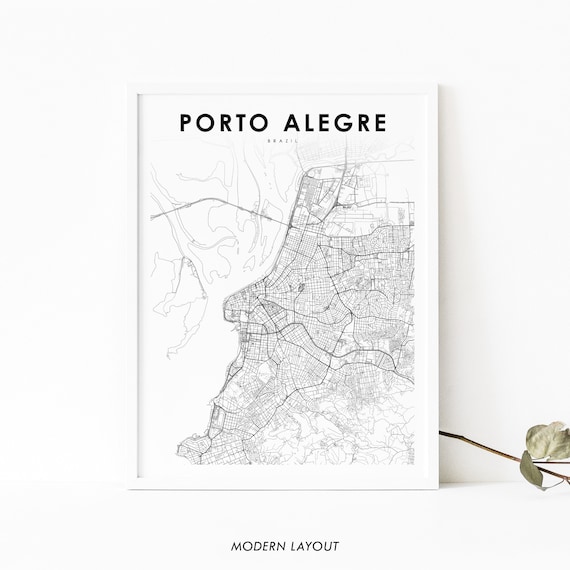 Porto Alegre Brazil Map Print Art Poster Rio Grande Do Sul City Road Street Nursery Room Wall Office Decor