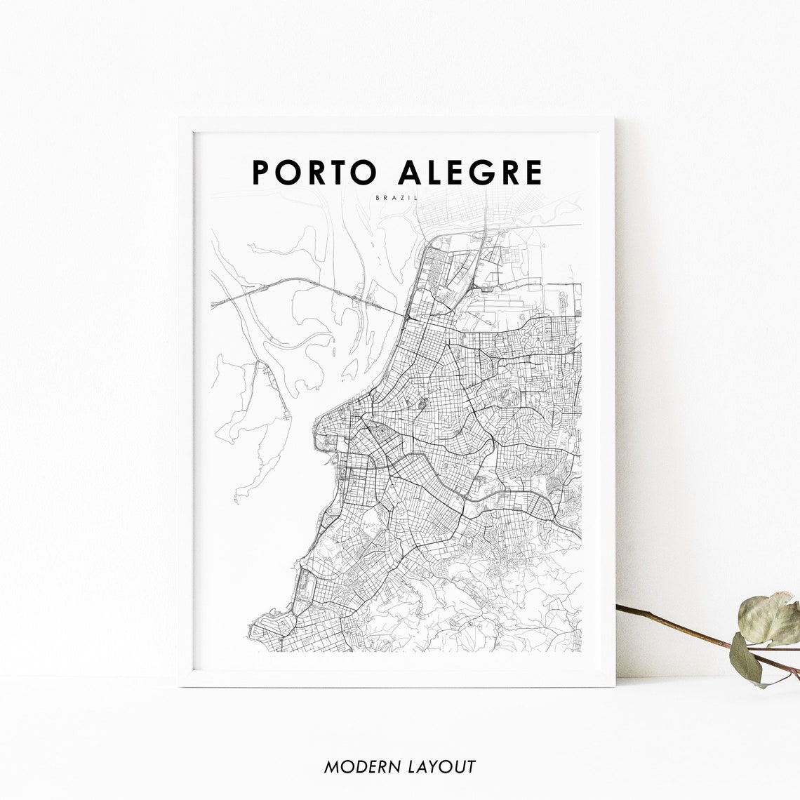 Porto Alegre Brazil Black And White City Street Map Art Poster