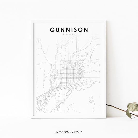 Gunnison Co Map Print Colorado Usa Art Poster City Street Road Nursery Room Office Wall Decor Minimalist