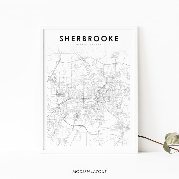 Sherbrooke Map Print Qubec Qc Canada Art Poster City Street Road Nursery Room Wall Office Decor
