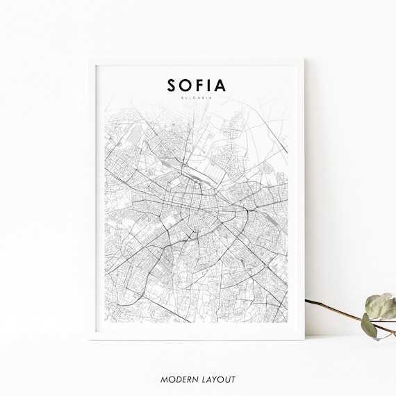 Sofia Bulgaria Map Print Art Poster City Road Street Nursery Room Wall Office Decor