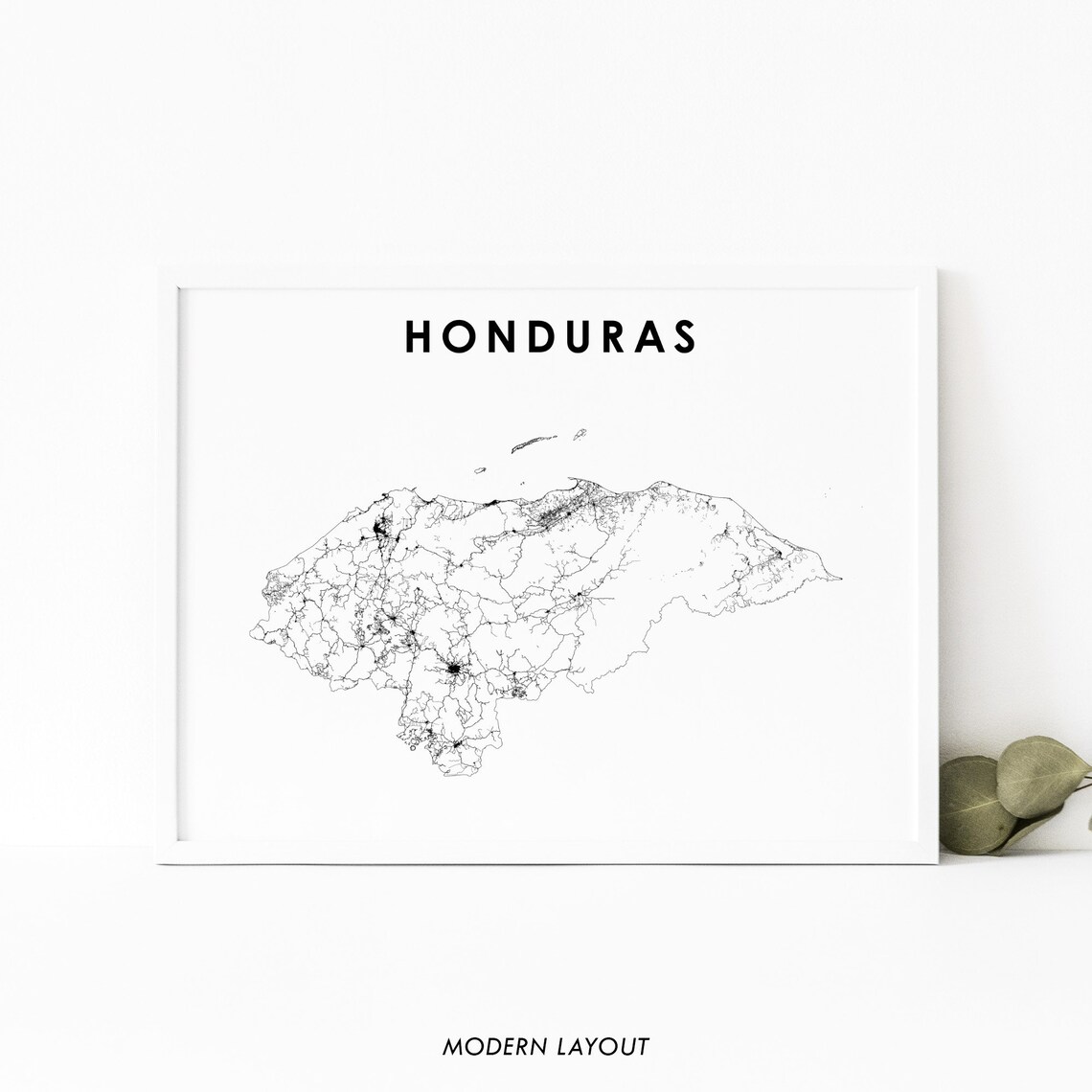 Honduras Map Print, Central America Travel Poster