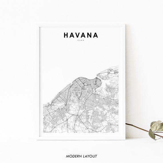 Havana Map Art Print, La Habana City Poster