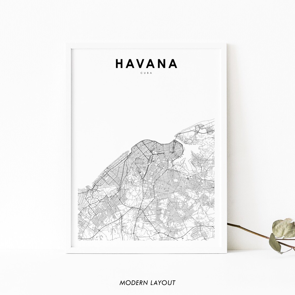 Havana Map Art Print, La Habana City Poster