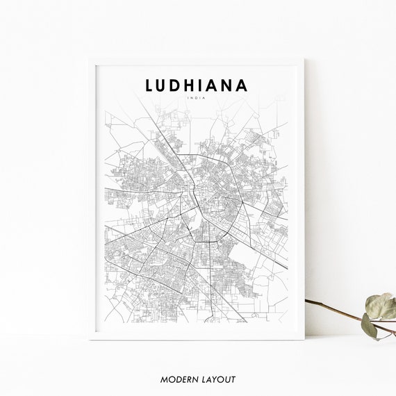 Ludhiana India Map Print, Punjab City Travel Poster