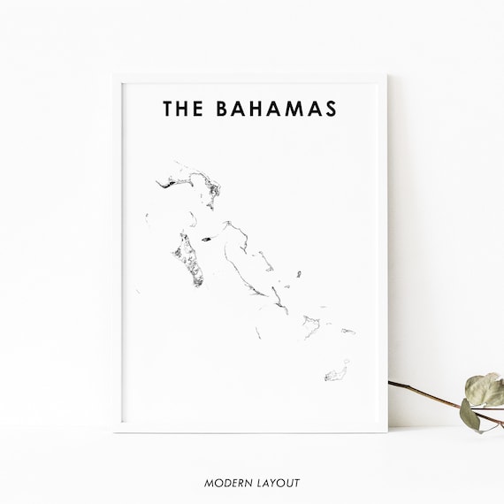 The Bahamas Country Road Map Minimalist Modern Layout Island Poster