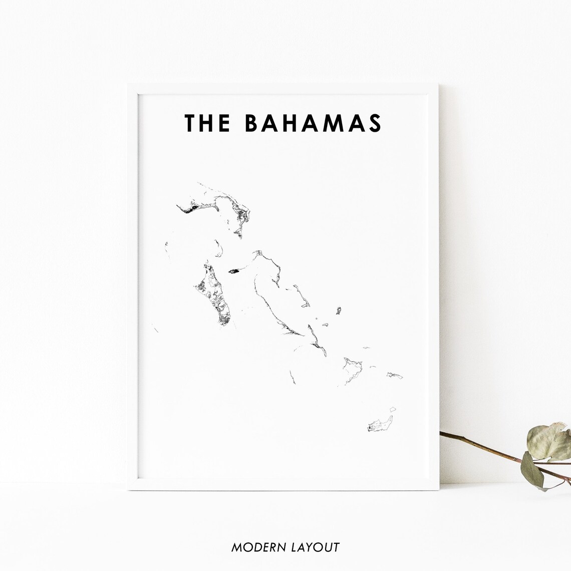 The Bahamas Country Road Map Minimalist Modern Layout Island Poster