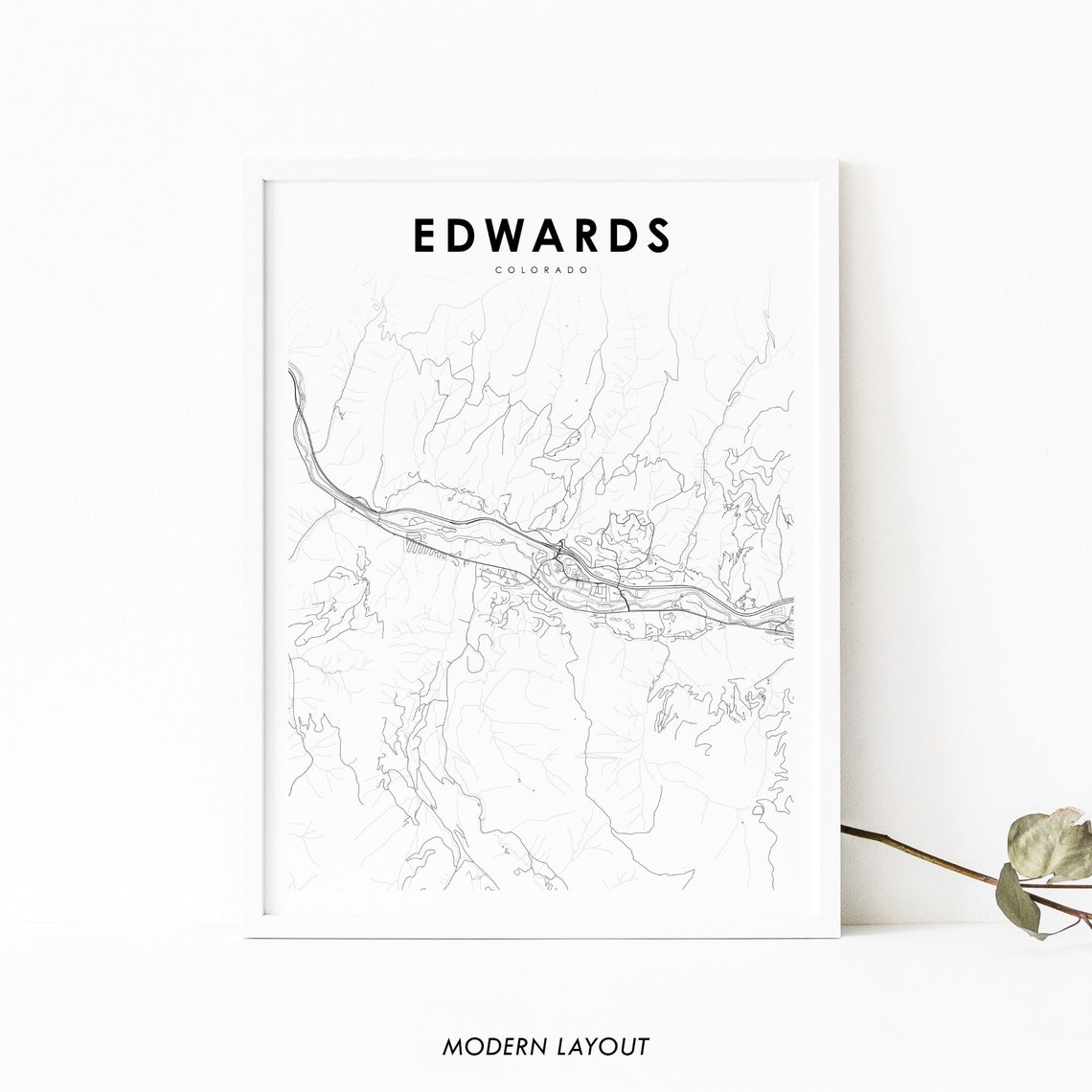 Edwards Colorado Minimalist Town Map Modern Street Layout Poster