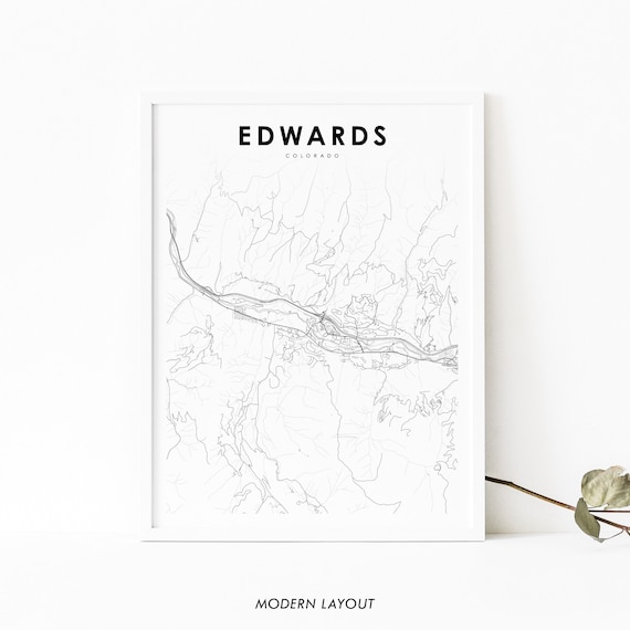 Edwards Colorado Minimalist Town Map Modern Street Layout Poster