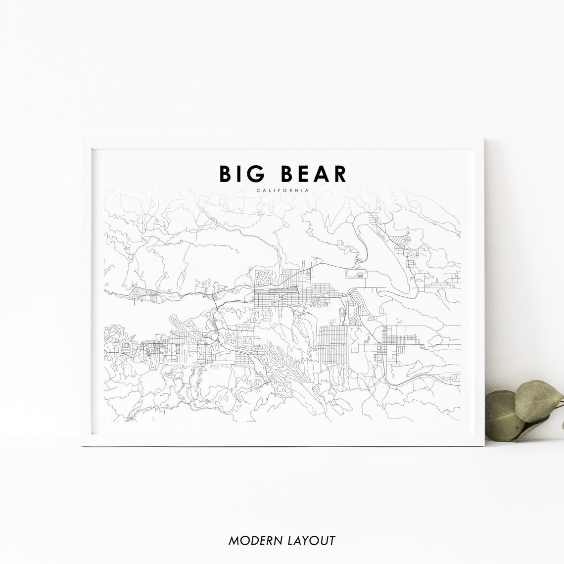 Big Bear California Minimalist Street Map Mountain Layout Poster