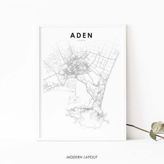 Aden Yemen Map Print Art Poster Adin Adan Shaykh Uthman City Road Street Nursery Room Wall Office Decor