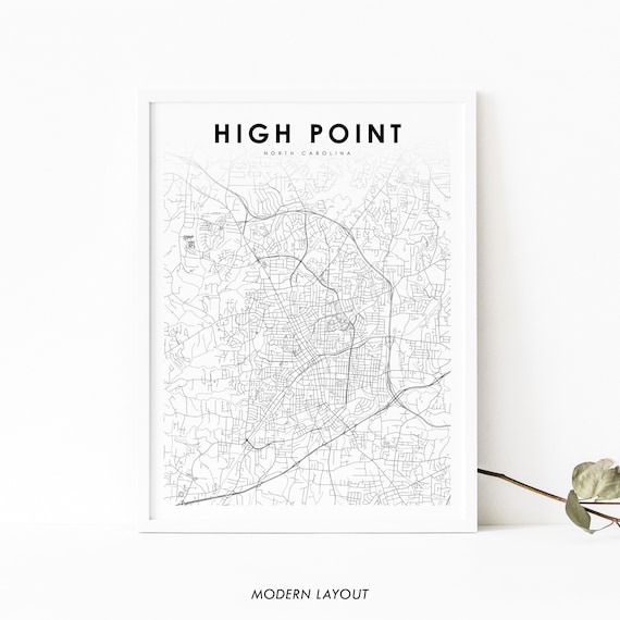 High Point North Carolina Minimalist City Street Map Art Poster