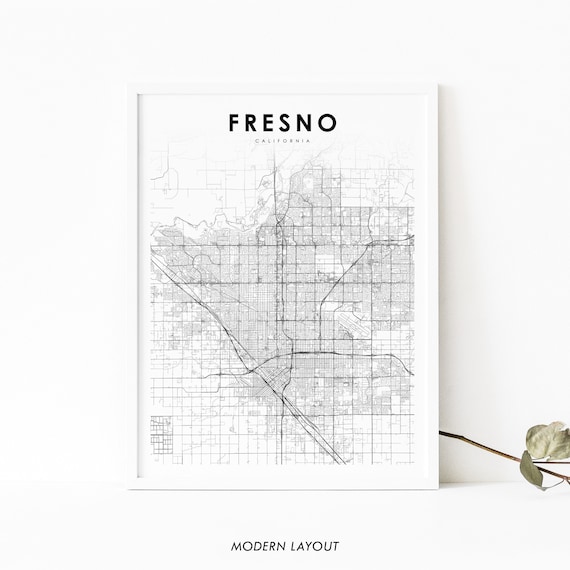 Fresno California Minimalist Street Map Modern Layout Art Print