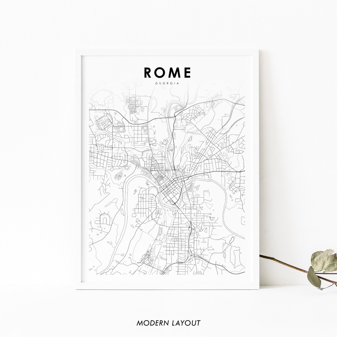 Rome Georgia Minimalist City Street Map Art Print Home Decor