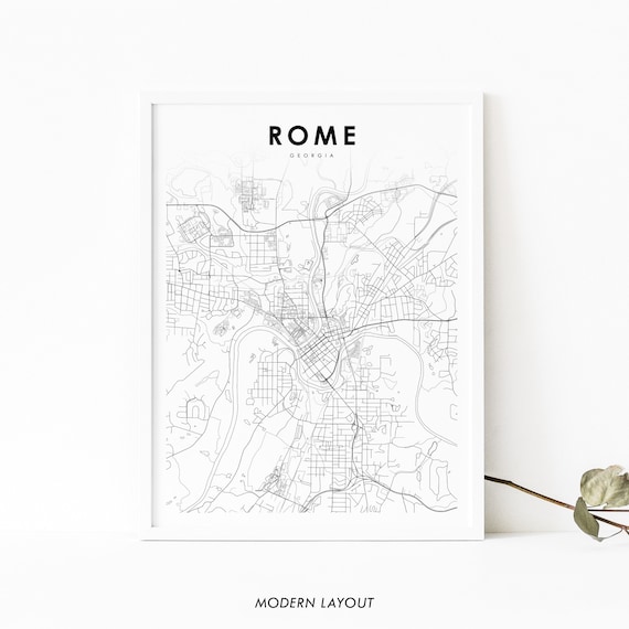 Rome Ga Map Print Georgia Usa Art Poster Floyd County City Street Road Nursery Room Wall Office Decor