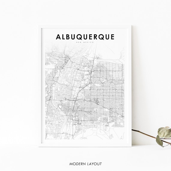 Albuquerque New Mexico USA City Street Map Modern Minimalist Black Poster
