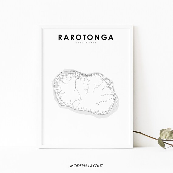 Rarotonga Cook Islands Map Print Road Poster Kki Irani Avarua Art Nursery Room Wall Office Decor