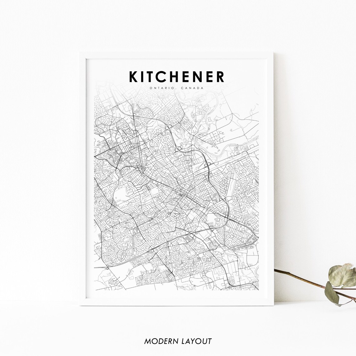 Kitchener Ontario Map Print, Canada City Art Poster