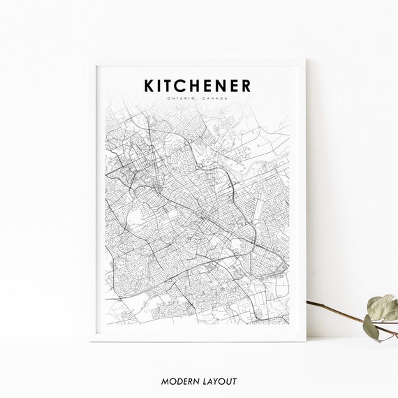 Kitchener Ontario Map Print, Canada City Art Poster