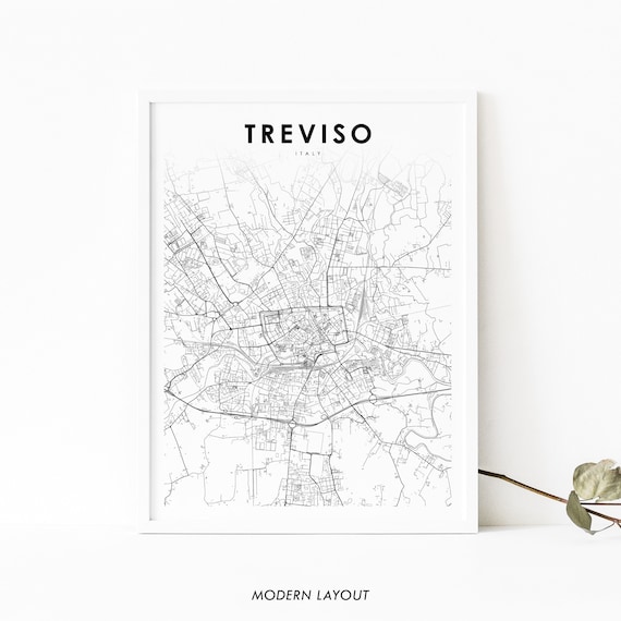 Treviso Italy Map Print Trevixo Veneto Italia Art Poster City Street Road Nursery Room Wall Office Decor