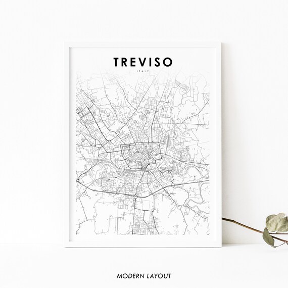 Treviso Italy Minimalist City Street Map Modern Line Art Poster