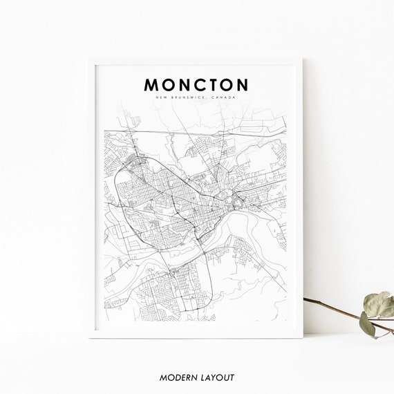 Moncton New Brunswick Map Art Print, Canada