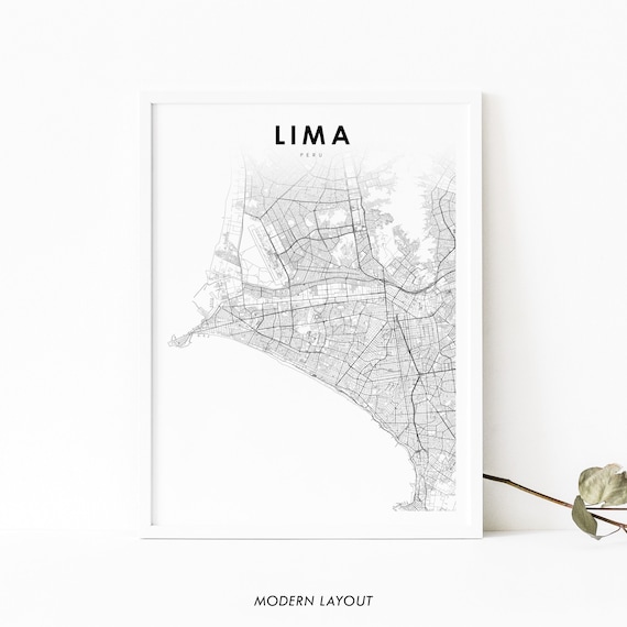 Lima Peru Map Art Print, Nursery Room Decor