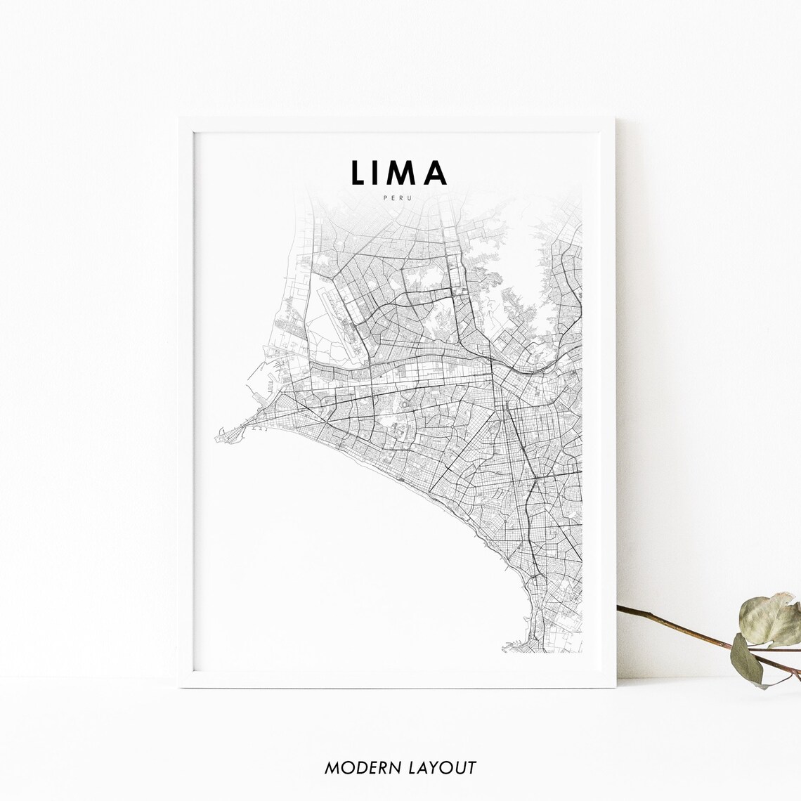 Lima Peru Map Art Print, Nursery Room Decor