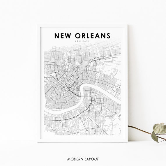 New Orleans LA Map Print, Louisiana City Poster
